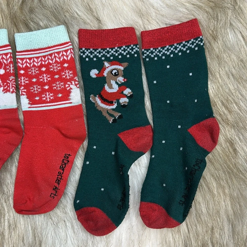 Festive Holiday Gap Christmas Socks Set, Rudolf the Reindeer, Abominable Snowman